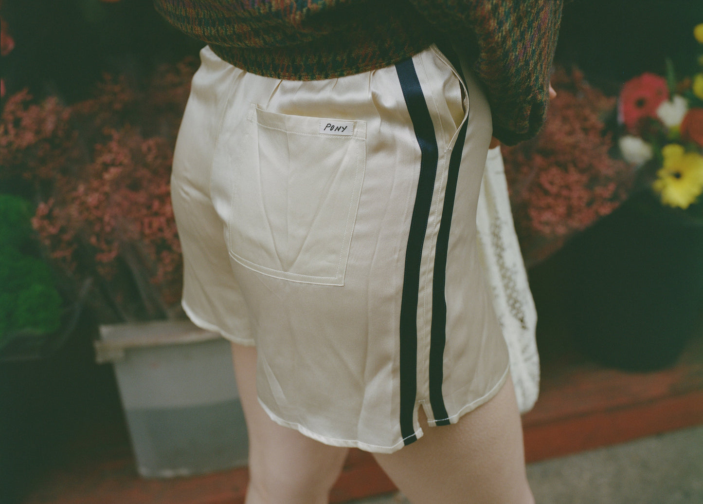The Silk Track Shorts - Champagne